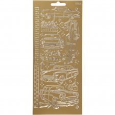 Stickers, guld, bilar, 10x23 cm, 1 ark