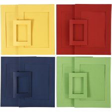 Passepartoutramar, blå, grön, röd, gul, stl. A4+A6 , 2x60 st./ 1 förp.