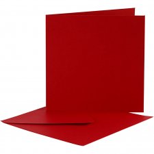 Brevkort, röd, kortstl. 12,5x12,5 cm, kuvertstl. 13,5x13,5 cm, 10 set/ 1 förp.