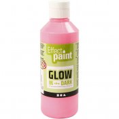 Glow in the dark, självlysande färg, fluorescerande ljusröd, 250 ml/ 1 flaska