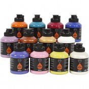 Pigment Art School, kompletterande färger, halvblank, 12x500 ml/ 1 förp.