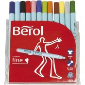 Berol Colourfine, mixade färger, Dia. 10 mm, spets 0,3-0,7 mm, 12 st./ 1 förp.
