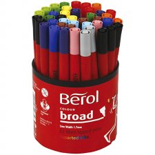 Berol Tusch, mixade färger, Dia. 10 mm, spets 1-1,7 mm, 42 st./ 1 burk