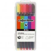 Colortime Fineliner Tusch, mixade färger, spets 0,6-0,7 mm, 12 st./ 1 förp.