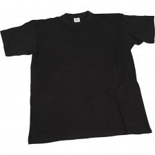 T-shirts, svart, stl. 5-6 år, B: 36 cm, rund hals, 1 st.