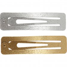 Hårspänne , guld, silver, L: 58 mm, B: 16 mm, 4 st./ 1 förp.