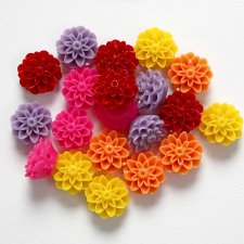 Blomsterpärlor, mixade färger, stl. 15x8 mm, Hålstl. 1,5 mm, 5x4 st./ 1 förp.