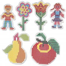 Pärlplattor, blomma, flicka, pojke, äppla och päron, stl. 8,5x14-14x16 cm, 6 st./ 1 förp.