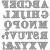Skärschablon, alfabet, stl. 2x1,5-2,5 cm, 1 st.