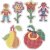 Pärlplattor, blomma, flicka, pojke, äppla och päron, stl. 8,5x14-14x16 cm, 6 st./ 1 förp.