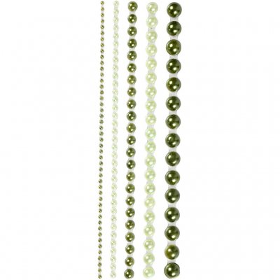 Rhinestones, grön, stl. 2-8 mm, 140 st./ 1 förp.
