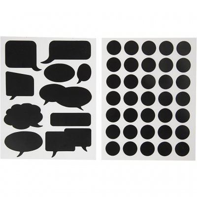 Tavelstickers, svart, cirklar och pratbubblor, 14x18 cm, 2 mix. ark/ 1 förp.