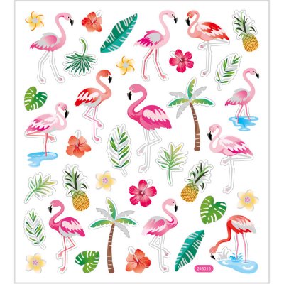 Klistermärken, flamingo, 15x16,5 cm, 1 ark