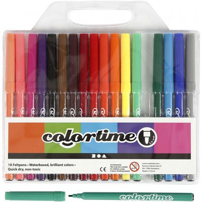 Colortime-pennor, mixade färger, spets 2 mm, 18 st./ 1 förp.
