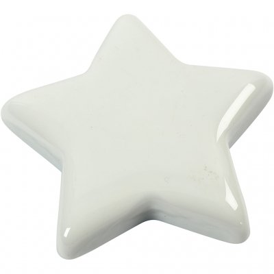 Stjärna, vit, stl. 7,5x7,5 cm, tjocklek 10 mm, 1 st.