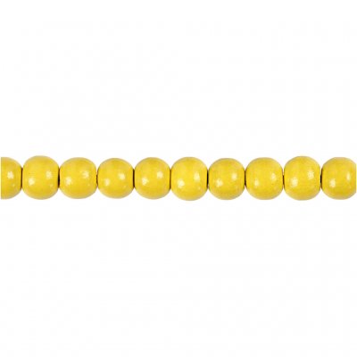 Träpärlor, gul, Dia. 8 mm, Hålstl. 2 mm, 15 g/ 1 förp.