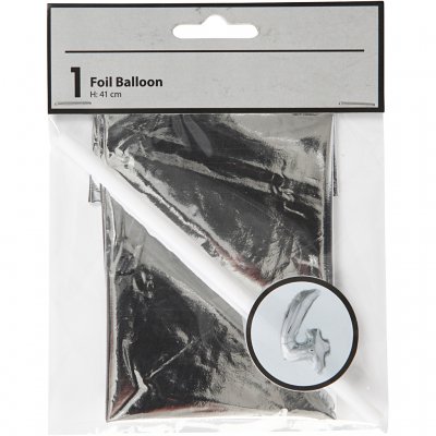 Folieballong, silver, 4, H: 41 cm, 1 st.