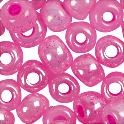 Rocaillepärlor, rosa, stl. 8/0 , Dia. 3 mm, Hålstl. 0,6-1,0 mm, 25 g/ 1 förp.