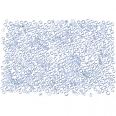 Rocaipärlor, ljusblå, Dia. 1,7 mm, stl. 15/0 , Hålstl. 0,5-0,8 mm, 500 g/ 1 påse