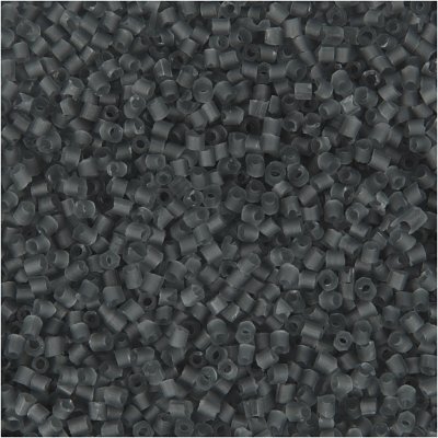 Rocaipärlor 2-cut, transparent grå, 2-cut, Dia. 1,7 mm, stl. 15/0 , Hålstl. 0,5 mm, 500 g/ 1 påse