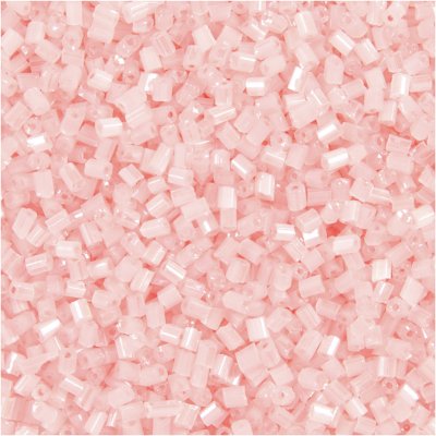 Rocaipärlor 2-cut, transparent rosa, stl. 15/0 , Dia. 1,7 mm, Hålstl. 0,5 mm, 500 g/ 1 påse