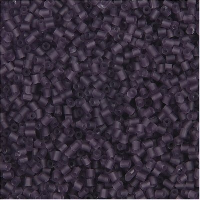 Rocaipärlor 2-cut, frostad lila, stl. 15/0 , Dia. 1,7 mm, Hålstl. 0,5 mm, 500 g/ 1 påse